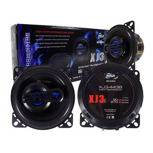 Boschmann 4" 270 Watt 3-Way Car Audio Speakers Pair (XJ3-443B)
