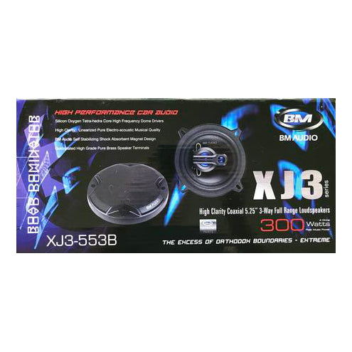 Boschmann 5.25" 300 Watt 3-Way Coaxial Car Audio Speakers Pair (XJ3-553B)
