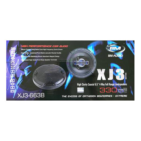 Boschmann 6.5" 330 Watt 4-Way Coaxial Car Audio Speakers Pair (XJ3-663B)